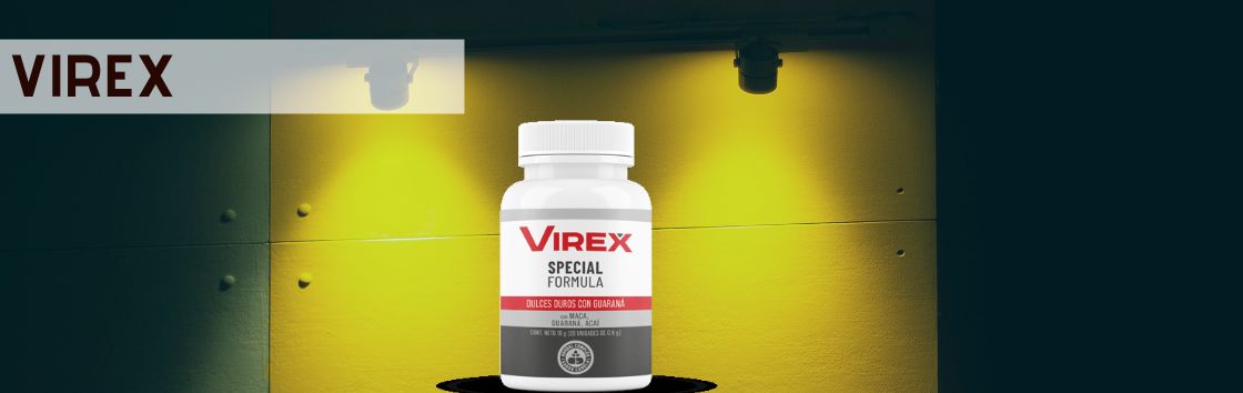 Virex: Envase de comprimidos con una etiqueta que indica su eficacia para tratar los problemas de vejiga, con una imagen de una vejiga en la etiqueta.