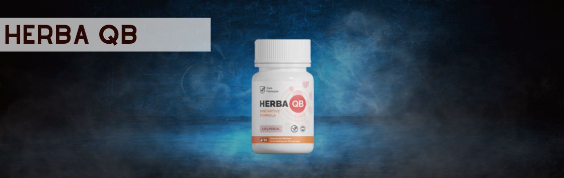 Herba Qb: Envase de comprimidos con una etiqueta que indica su eficacia para mejorar la tensión arterial, con la imagen de un corazón en la etiqueta.
