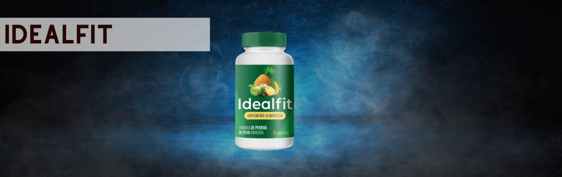 Idealfit: Un envase de pastillas adelgazantes con una etiqueta que muestra el cuerpo de una mujer transformado en un físico más tonificado y en forma.