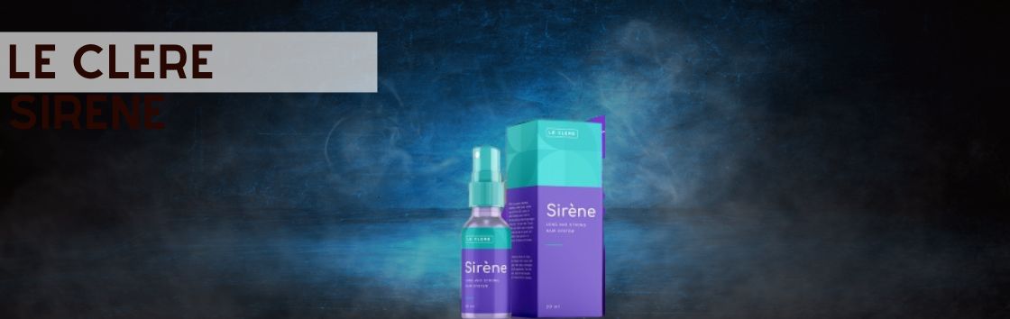 Le Clere Sirene: Un spray con una etiqueta que indica su eficacia para favorecer el crecimiento del cabello, con la imagen de una cabellera.