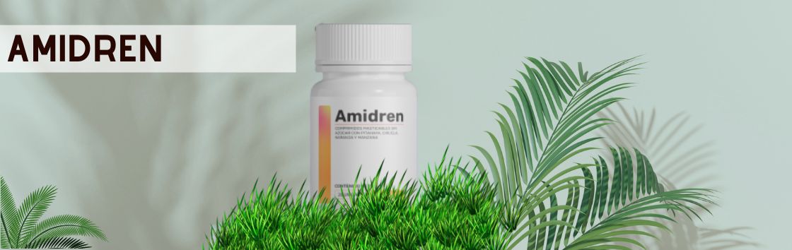 Amidren: Un paquete de comprimidos con una etiqueta que indica su eficacia para mejorar la audición, con la imagen de un oído en la etiqueta.
